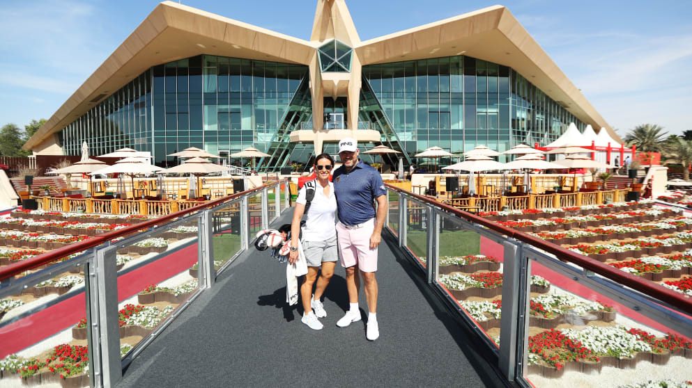 Lee Westwood and girlfriend, Helen, in Abu Dhabi