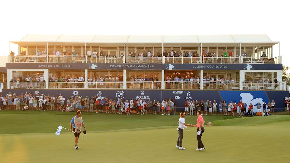 Tommy Fleetwood and Justin Rose at the DP World Tour Championship