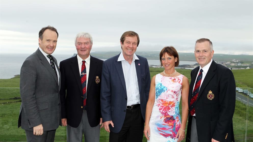 John Bamber (second from left), Chairman of the Championship Committee at Royal Portrush Golf Club, welcomed guests to his home on Tuesday night.