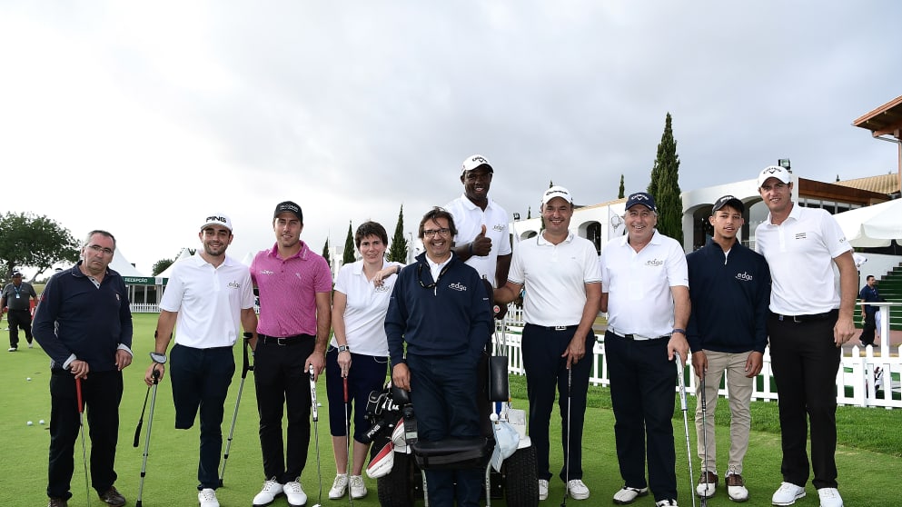 EDGA (European Disabled Golfers Association) players Pedro Sottomayor, Aimi Bullock, Adem Wahbi, Manuel De Los Santos, Nino Ourabah and Juan Postigo at the Portugal Masters
