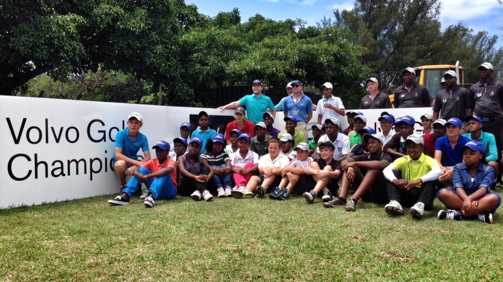 Branden Grace with the local children at Durban Country Club