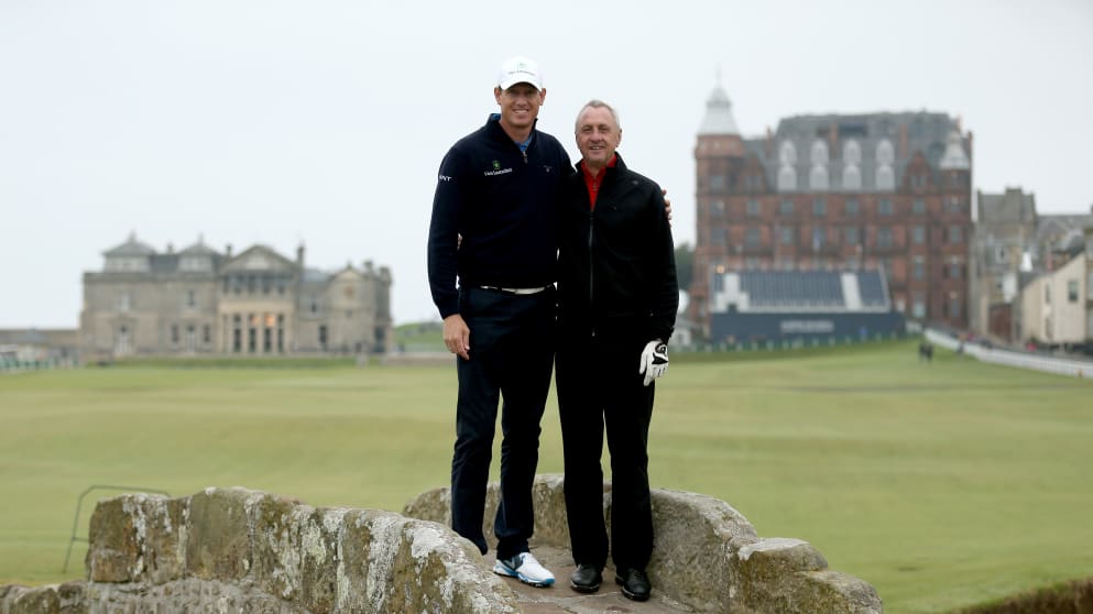 Maarten Lafeber of Holland and Dutch football legend Johan Cruyff