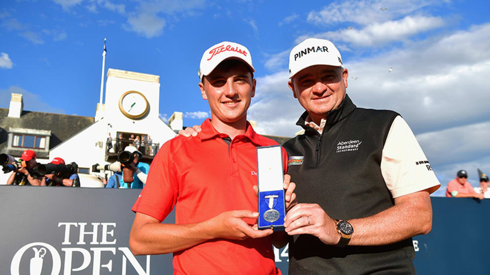 Open Championship Silver Medalist Sam Locke with Paul Lawrie