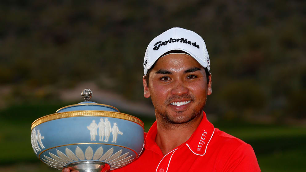 Jason Day with the Walter Hagen Cup after winning the WGC-Accenture Match Play Championship
