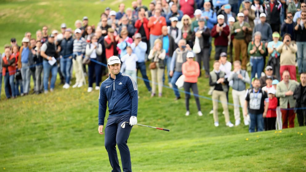 Jon Rahm - on the first green during the third round of the Open de Espana