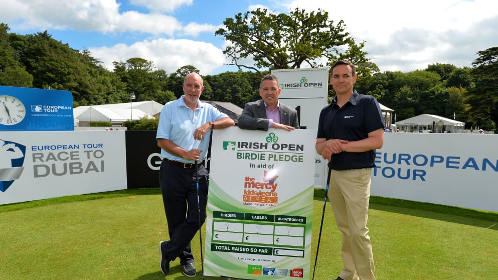 Ger Murray of BAM with Micheal Sheridan of Mercy Hospital Foundation and European Tour Charity Executive, David Park