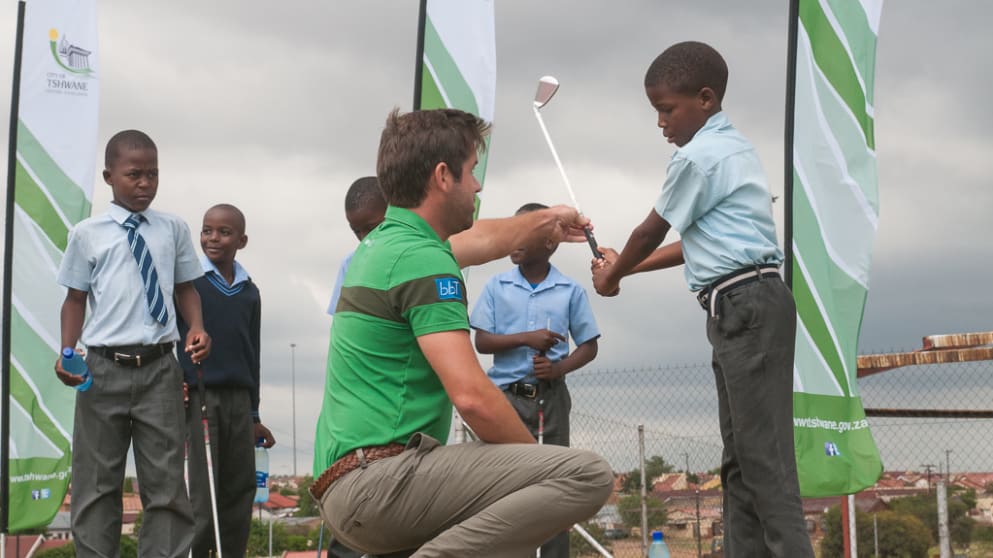 Robert Rock at the Tshwane Open golf clinic