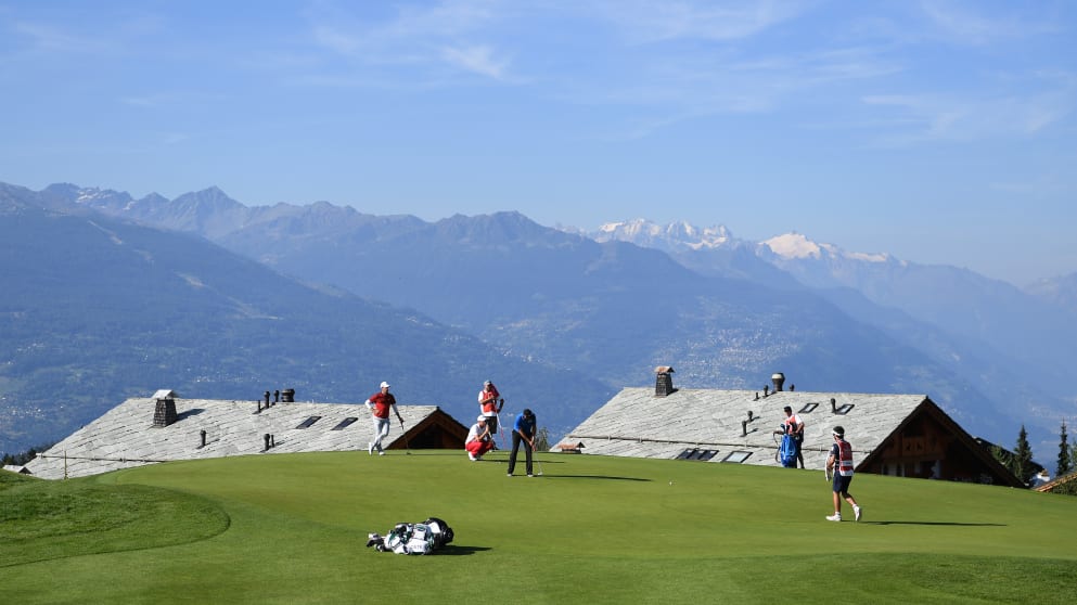Graeme Storm on the seventh green on Friday at the Omega European Masters