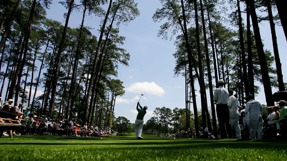 Tom Watson plays down the 17th hole