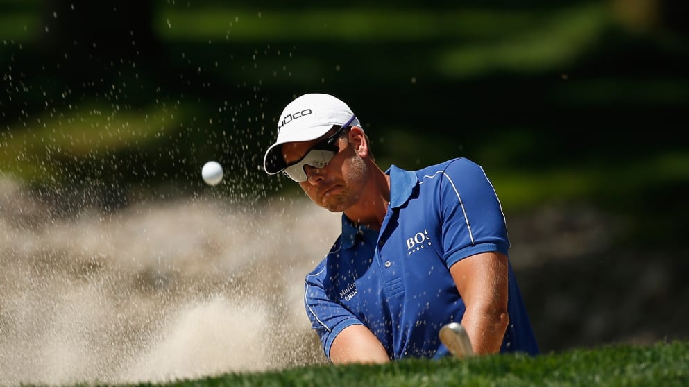 Henrik Stenson practises at the US PGA Championship
