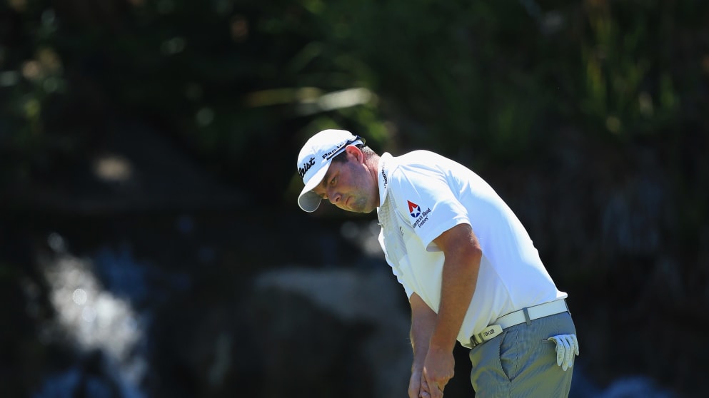 Marc Leishman - putts on the 9th green during the final round of the Nedbank Golf Challenge 