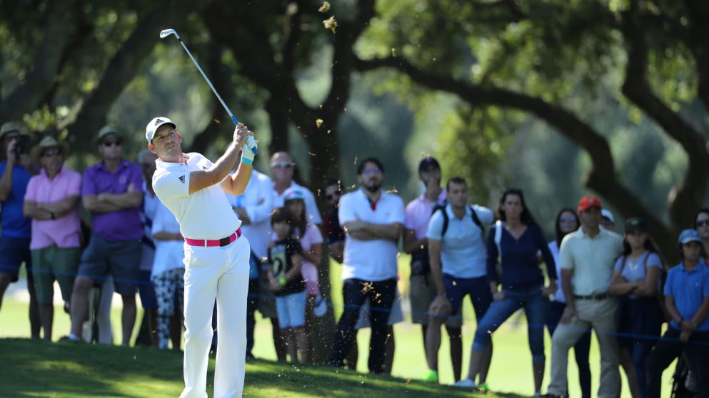 Sergio Garcia - hits his second shot on the 2nd hole during the final round of of the Andalucia Valderrama Masters