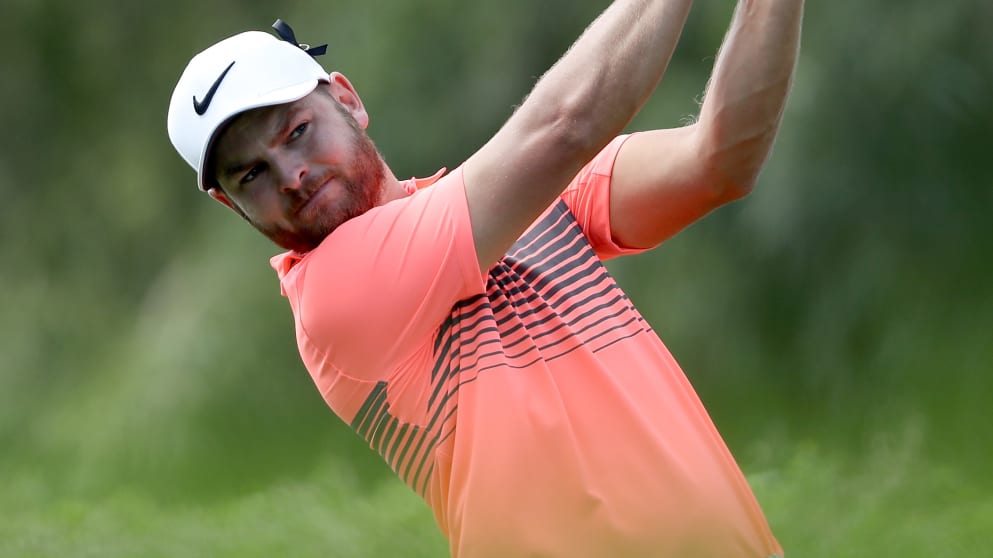 Jordan Smith - plays his tee shot on the 16th hole during the third round of the 2017 BMW SA Open