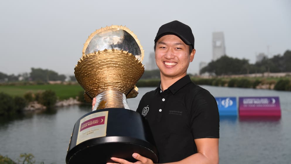 Jeunghun Wang following his victory at the Commercial Bank Qatar Masters