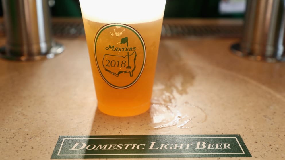 A glass of beer served at the Masters
