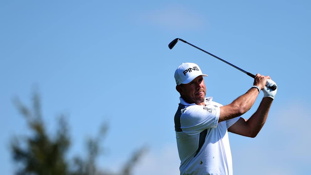 Lee Westwood on the 8th hole in Prague