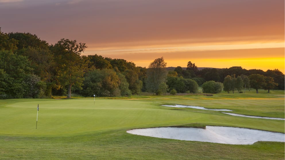 The 3rd and 6th greens at Forest of Arden