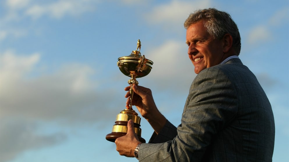 European Captain with The Ryder Cup Trophy