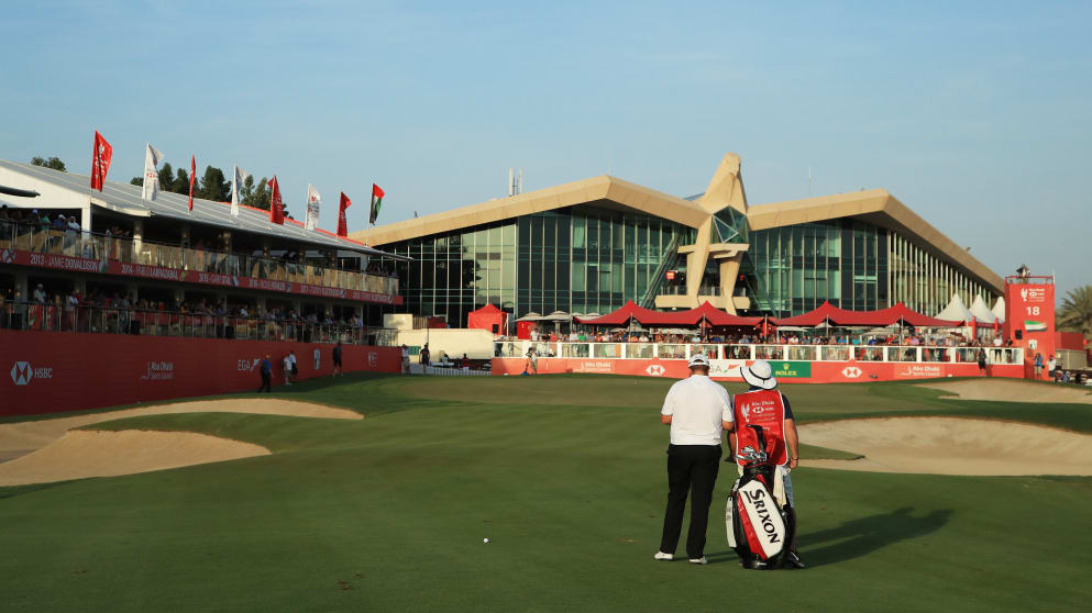 Shane Lowry during the second round in Abu Dhabi