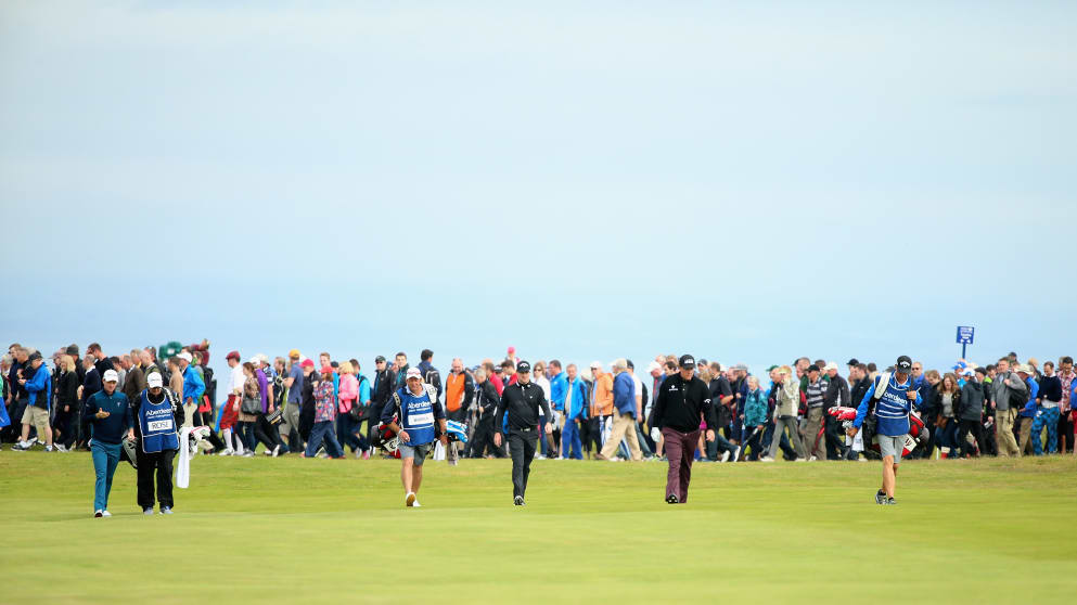 Justin Rose, Marc Warren and Phil Mickelson 