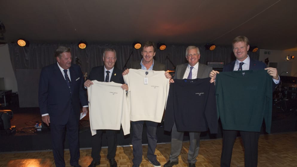 From left to right: Johann Rupert; Howard Clark; Sir Nick Faldo; Colin Montgomerie and Ernie Els