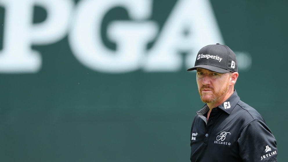 Jimmy Walker in action at the US PGA Championship ahead of his title defence
