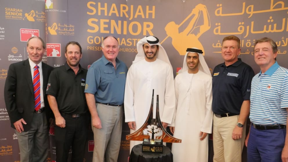 Andy Stubbs, Malcolm Mackenzie, Ronan Rafferty, H.E Sheikh Sheikh Mohammed Bin Abdulla Al Thani, H.E Marwan Jassim Al Sarkal, Paul Broadhurst and Des Smyth