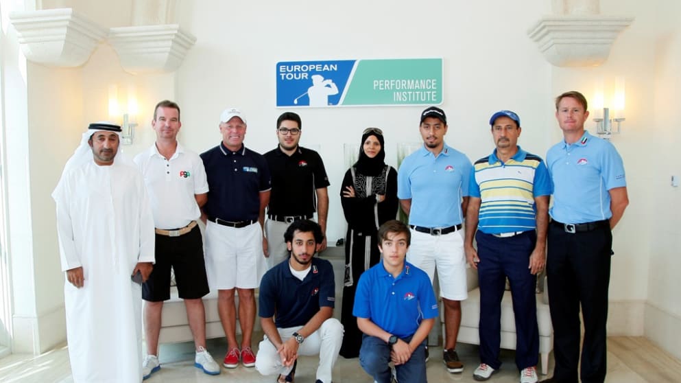 Khaled Mubarak, Greg Holmes, Wayne Johnson, Jason Froggatt and UAE National Golf Team members