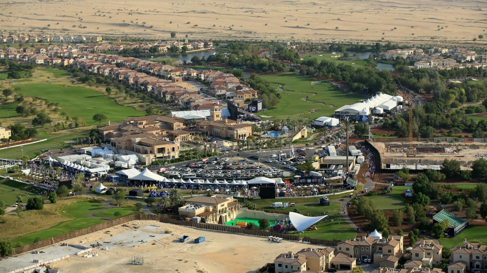 An aerial view of Jumeirah Golf Estates