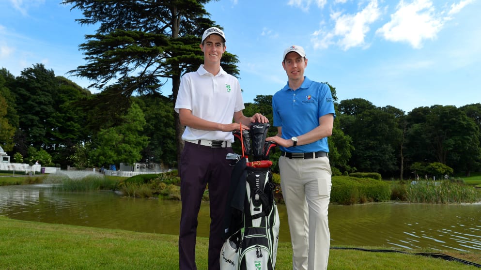 Irish amateur Gary Hurley and the manager of the Paddy Harrington programme, Barry Fennelly 