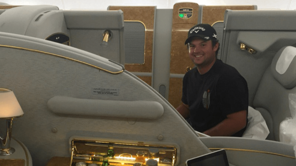 Patrick Reed on an Emirates flight