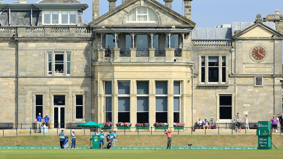Phillip Price on the first tee at the Senior Open Presented by Rolex