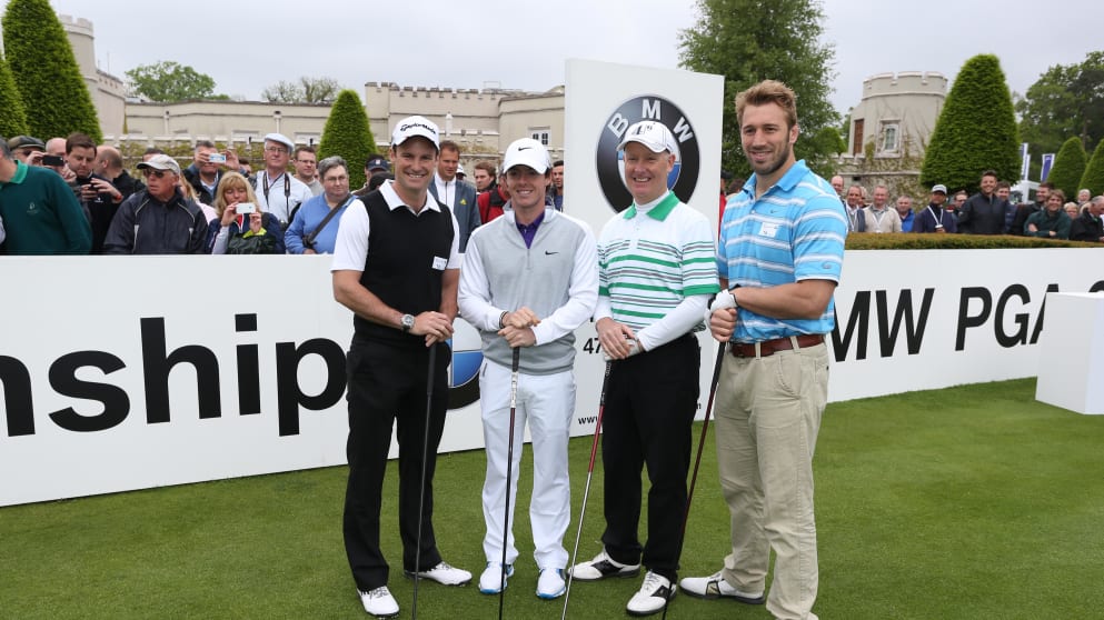 (L-R) Andrew Strauss, Rory McIlroy, Tim Abbott (Managing Director, BMW UK) and Chris Robshaw