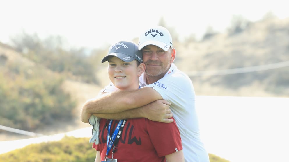 Thomas Bjørn and son Oliver