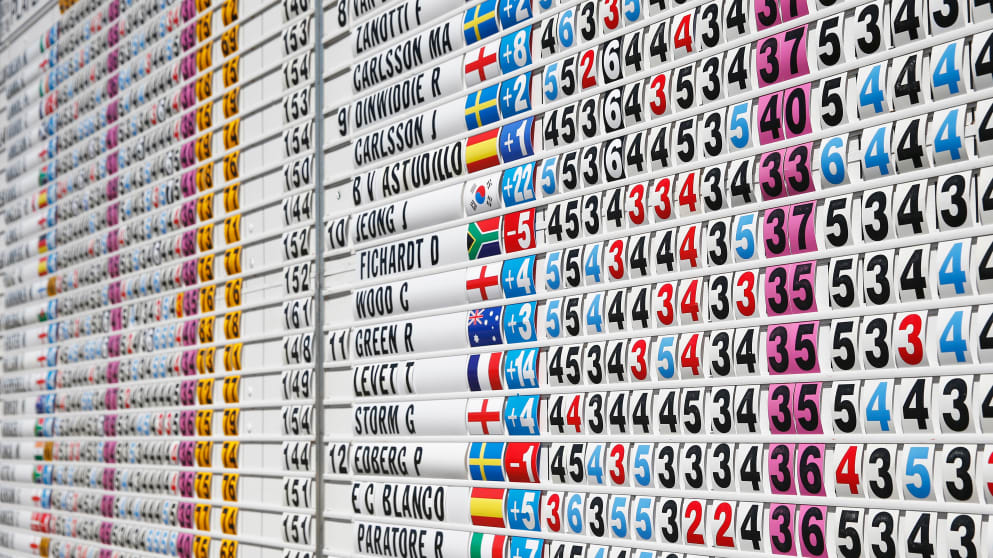 A general view of the scoreboard during Day Two of the Open de Espana