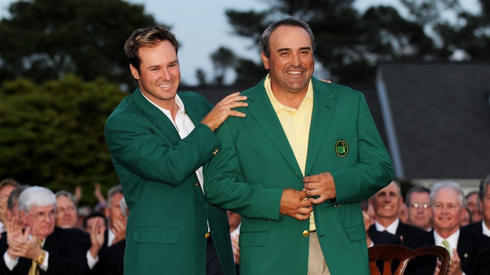 Angel Cabrera dons the Green Jacket in 2009