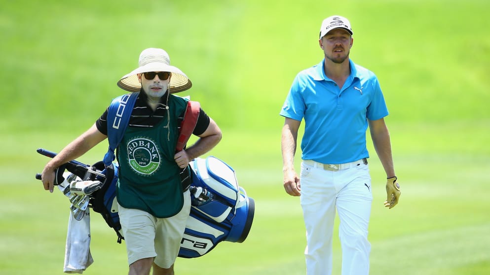 Jonas Blixt and his caddie at the 2015 Nedbank Golf Challenge