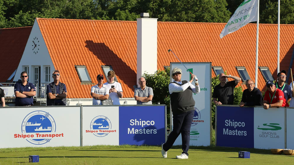 Dame Laura Davies tees off at the first hole