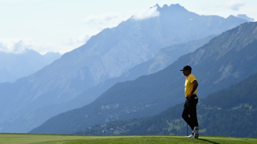 Julian Suri - on the 7th hole during day one of the 2017 Omega European Masters 