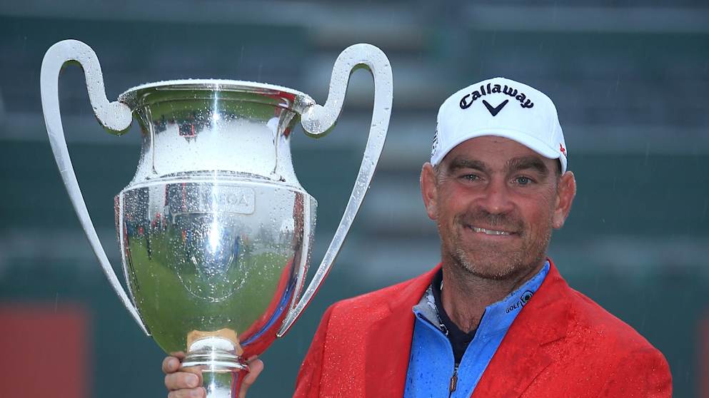 Thomas Bjørn with the Omega European Masters trophy