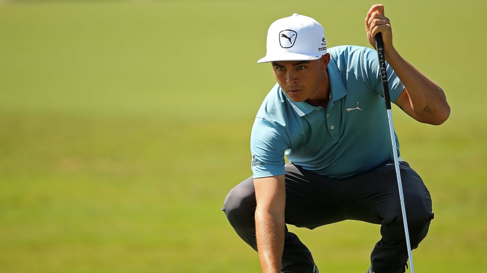 Rickie Fowler plays during a practice round 