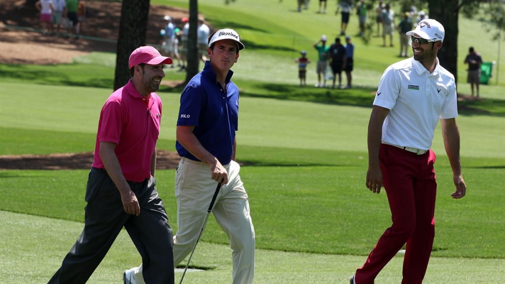 Jose Maria Olazabal of Spain, Gonzalo Fernandez-Castano of Spain and Alvaro Quiros