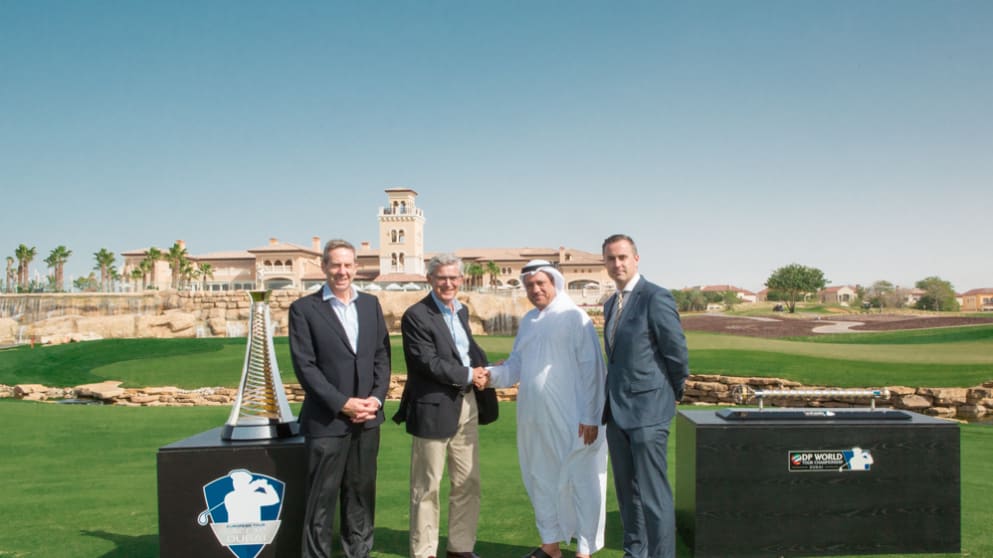 Keith Waters, Chief Operating Officer of The European Tour; David Williams, Chairman of The European Tour; Yousuf Kazim, Chief Executive Officer Jumeirah Golf Estates; and Neal Graham, General Manager of Club Operations Jumeirah Golf Estates