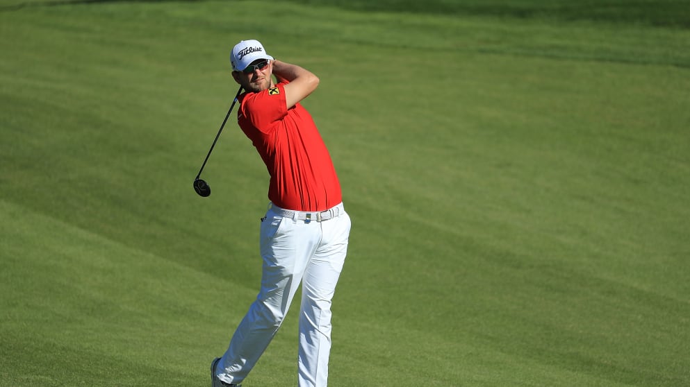 Bernd Wiesberger - hits his second shot on the 7th hole during day three of the Turkish Airlines Open