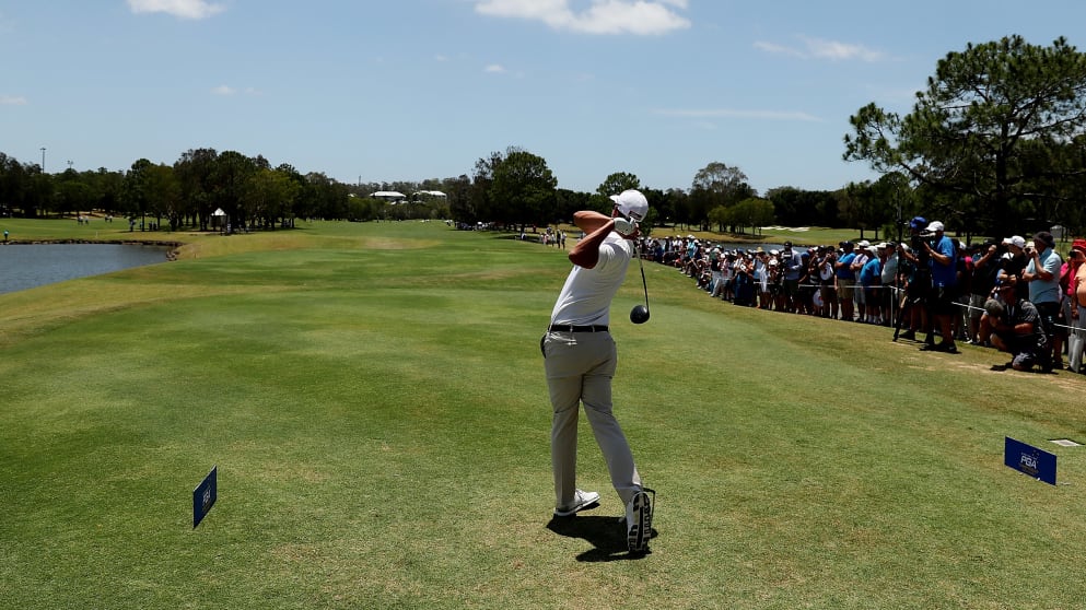 Adam Scott tees off during the final round of the Australian PGA Championship