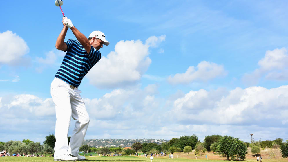 Padraig Harrington on the tee at the 2016 Portugal Masters