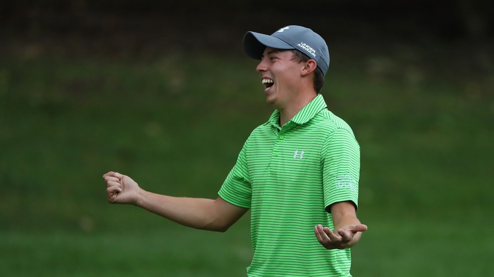 Matt Fitzpatrick - reacts on the 1st hole during the first round of the Italian Open at Golf Club Milano 