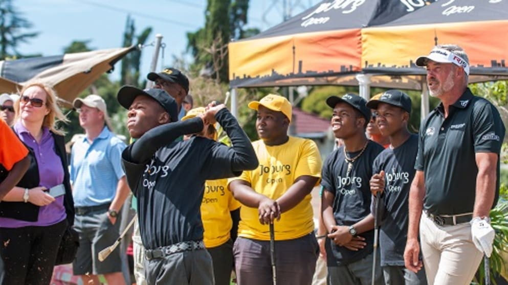 Darren Clarke at a clinic ahead of the Joburg Open