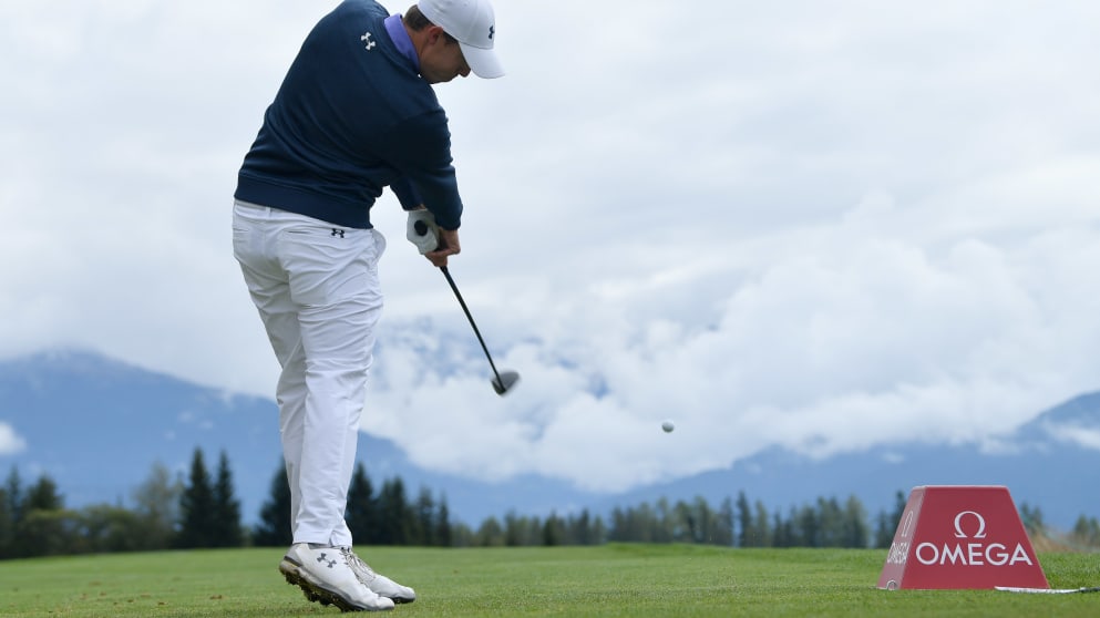 Matt Fitzpatrick - tees off on the 7th hole during the final round of the Omega European Masters at Crans-sur-Sierre Golf Club 