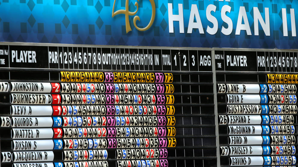 A general view of the scoreboard during the first round of the Trophee Hassan II 